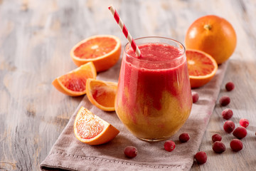 Colorful smoothie, healthy detox with blood oranges and  cranberries