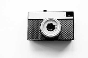 old 35 mm camera isolated on white background