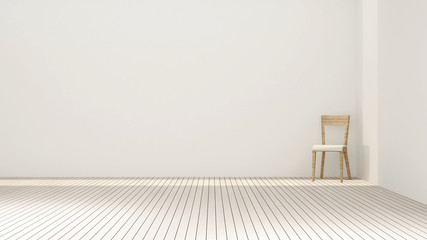 Fototapeta premium Chair in white room artwork for apartment or hotel - Interior simple design - 3D Rendering