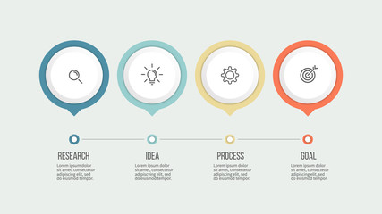Business process. Timeline with 4 options. Vector template.