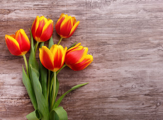 beautiful bouquet of yellow tulips