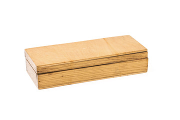 Wooden box for small items isolated on white background.