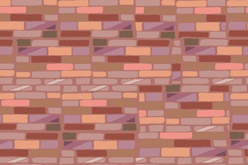 Old brick wall seamless vector illustration background - texture pattern. Hand drawn.