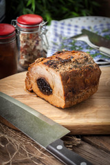 Delicious pork loin with plum.