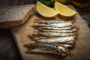 Tasty smoked sprats.