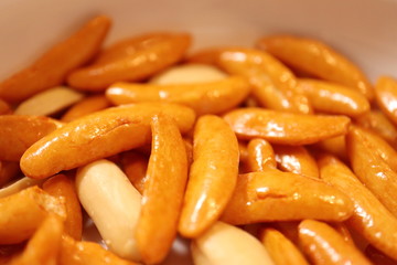 Close up A Kakinotane, Japanese style snack foods, with Peanuts