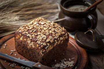 Whole Grain rye bread with seeds.