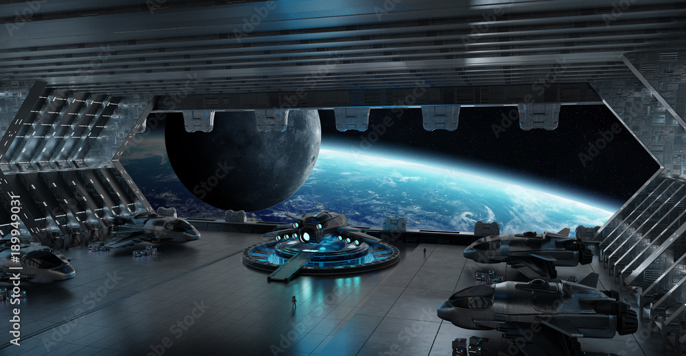 Poster Landing strip spaceship interior 3D rendering elements of this image furnished by NASA