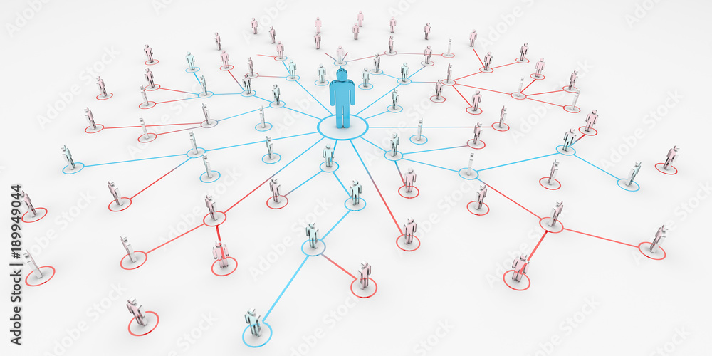 Poster leader connecting a group of people 3d rendering