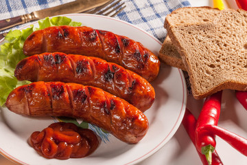 Grilled sausage.