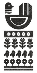 Black and white scandinavian print with bird.