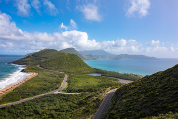 Beautiful landscape and scenery on Saint Kitts & Nevis in the Caribbean