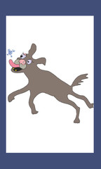 
a dog painted funny cartoon jumps up and catches I zykom snow painted vector on a transparent background