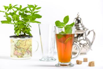 Traditional refreshing Arab mint tea