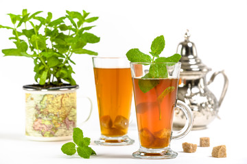 Traditional refreshing Arab mint tea