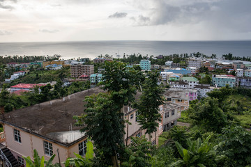 Fototapeta na wymiar The village of Portsmouth on Dominica