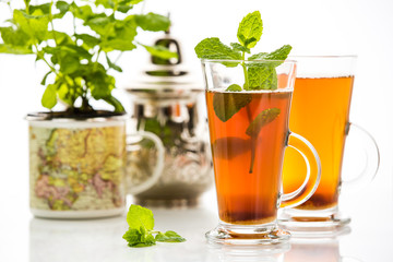 Traditional refreshing Arab mint tea