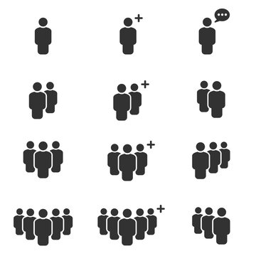 People Icons  Work Group Team, Persons Crowd Symbol Perfect Design Simple Set For Using In Web site Infographics Report, Solid  Vector Illustration