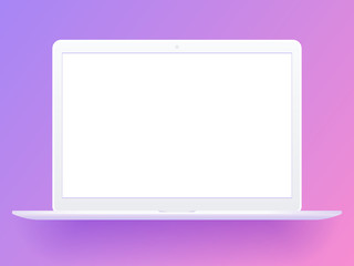 Open white laptop with blank screen. Vector illustration
