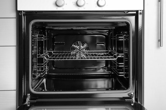 Empty Electric Oven In Kitchen, Closeup