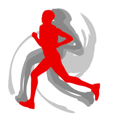 Man runner motion isolated vector background concept