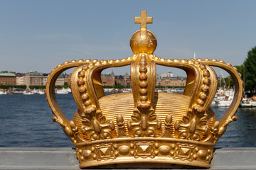 Fototapeta na wymiar Royal crown on Skeppsholmsbron, Stockholm