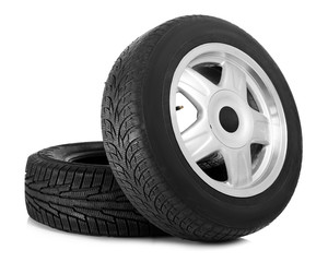 Obraz premium Car tires on white background