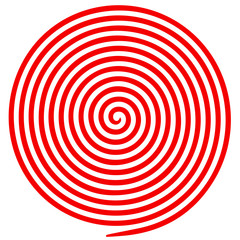 Red and white round abstract vortex hypnotic spiral.