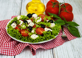 salad with mozarella cheese and vegetables