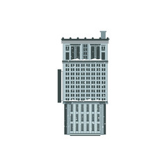 Vector flat building icon. Modern business architecture. Office apartment, residential construction. Downlown metropolis symbol for urban landscape background design, Isolated illustration