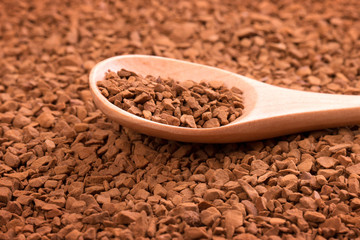 Instant coffee in a wooden spoon