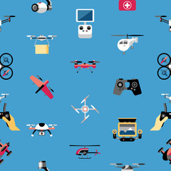 Digital vector flying drone objects color