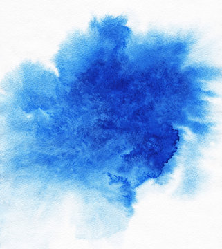 Blue, Dark Blue and White Watercolor Paint on Canvas. Stock Illustration -  Illustration of paint, splash: 116604691