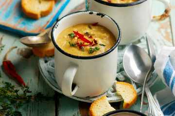 spiced red lentil and root vegetable soup vegan