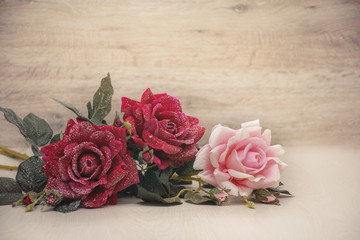 greeting card Bouquet of three snow roses