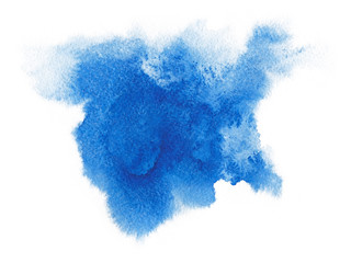 Watercolor. Abstract blue spot on white watercolor paper.