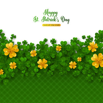 Patricks Day Border with Gold Clover