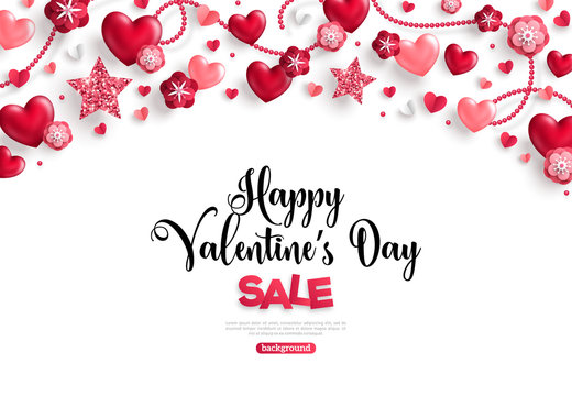 valentine's day sale horizontal border on white