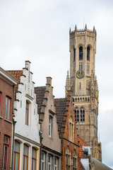Fototapeta na wymiar Detail of the Bruges Belfry in the city centre in Bruges, Belgium.