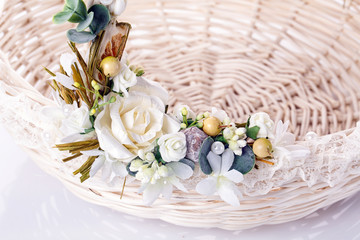 Easter basket on a white background
