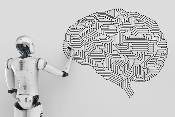 robot with circuit brain.