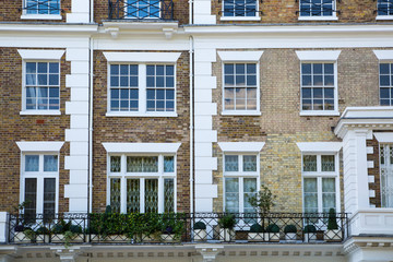 London, UK.  Residential aria of Kensington and Chelsea. Sloan street with row of periodic buildings. Luxury property in the centre of London.