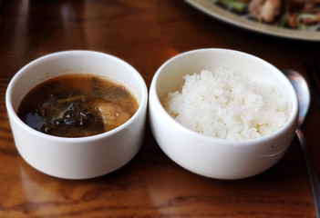 Korean soybean paste stew and rice