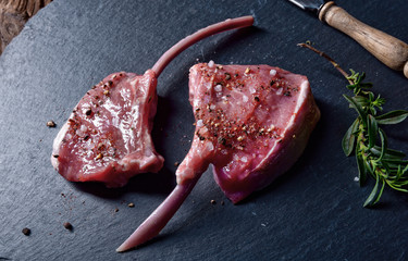 Raw cut rack of lamb