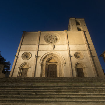 The main square of Todi, Umbria, Duomo by night