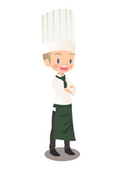 腕を組む男性シェフのイラスト画像