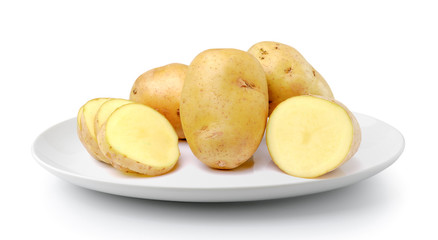 potato in a plate isolated on a white background