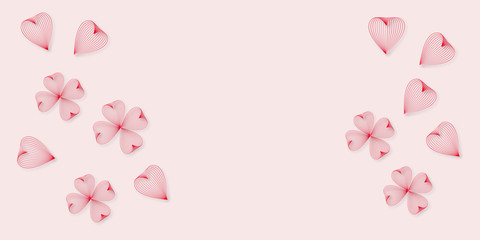 Beautiful flower background in line art for valentine day. With copy space