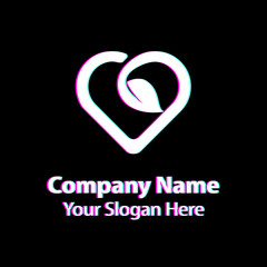 leaf love logo design, green nature love