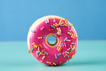 Pink frosted doughnut